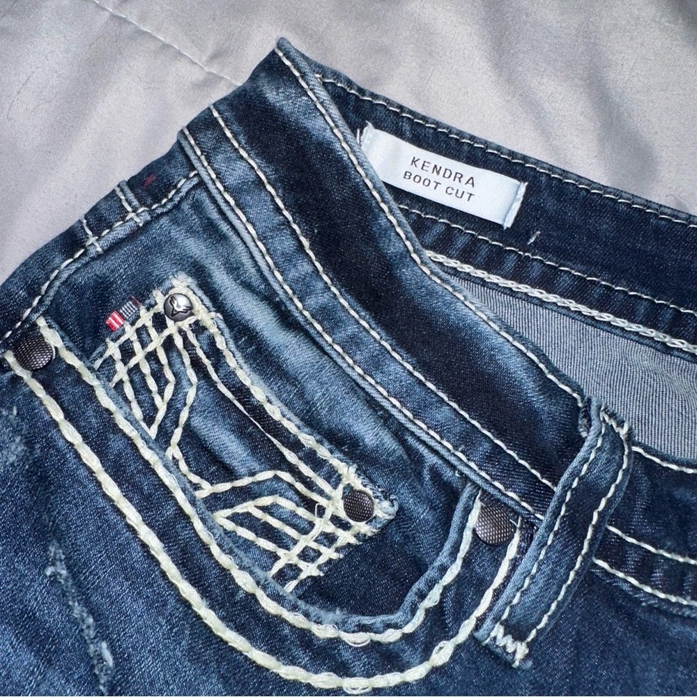 Vigoss Women 31 Kendra Bootcut Jeans Dark Wash Western Cowgirl Rodeo Distressed - Picture 7 of 10